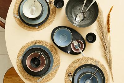 HEMA Gebaksbord Ø16.5cm Porto reactief glazuur zwart (zwart)