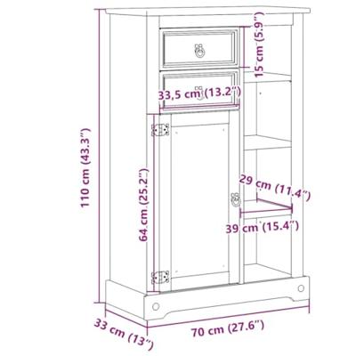 Badkamerkast Corona 70x33x110 cm massief grenenhout