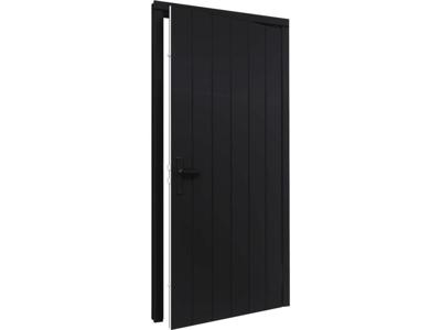 Trendhout Plaatdeur enkel rechtsdraaiend - 93x211,5 cm + kozijn 106,4x218,9 cm - zwart (incl. hang en sluitwerk)- - Hout- Trendhout