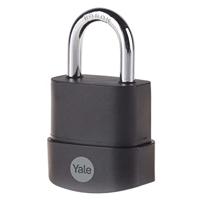 YALE Veiligheidshangslot van gelamineerd staal, 45 mm thermoplastische bescherming, beugel van borium, 3 sleutels - thumbnail