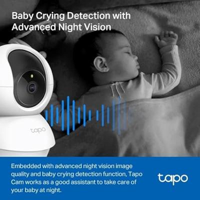 TP-Link Tapo 2K Pan/Tilt beveiligingscamera voor babyfoon, hondencamera met bewegingsdetectie, 2-weg audio, sirene, nachtzicht, cloud- en SD-kaartopslag, werkt met Alexa & Google Home, 2-pack (C210P2)