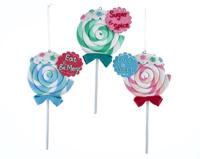 Claydough lollipop ornament assorted: sugar & spice, eat & be merry & love is sweet kerstbal Kurt S. Adler - Kurt s adler - thumbnail