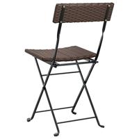 Bistrostoelen 2 st inklapbaar poly rattan en staal bruin - thumbnail