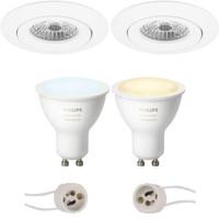 Pragmi Uranio Pro - Inbouw Rond - Mat Wit - Kantelbaar - Ø82mm - Philips Hue - LED Spot Set GU10 - White Ambiance - Bluetooth - thumbnail