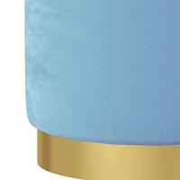 Hocker met opbergruimte rond fluweel lichtblauw - thumbnail