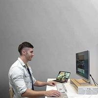 j5create Wood Monitor Stand with Docking Station - thumbnail