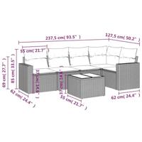 6-delige Loungeset met kussens poly rattan beige - thumbnail