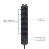 Stopcontactenstrip 6 Tomas met Interruptor TM Electron 250 V - thumbnail