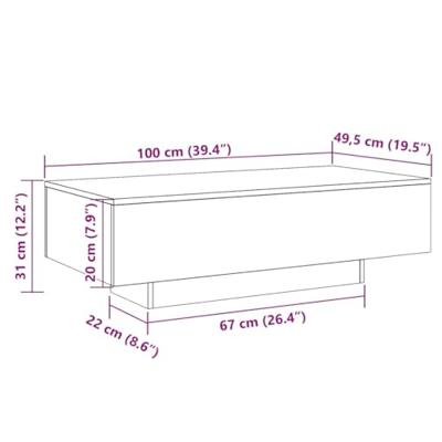 Salontafel 100x49,5x31 cm bewerkt hout sonoma eikenkleurig Salontafel 100x49,5x31 cm bewerkt hout sonoma eikenkleurig