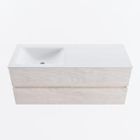 MONDIAZ VICA 120cm badmeubel onderkast Underlayment 2 lades. Wastafel CLOUD links zonder kraangat, kleur Talc. - thumbnail