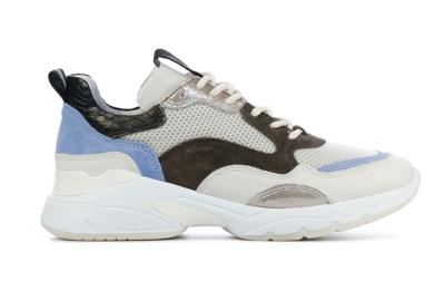 Via Vai 5408055 leren chunky sneakers beige/lichtblauw