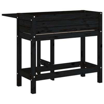 VidaXL Plantenbak met inklapbaar tafelblad massief grenenhout zwart