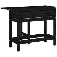 VidaXL Plantenbak met inklapbaar tafelblad massief grenenhout zwart - thumbnail
