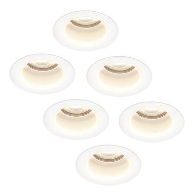 Set van 6 Mari - LED platte inbouwspots met lage inbouwdiepte - 6 Watt 570 Lumen - 4000K Neutraal wit - GU10 LED Module - Verzonken - Dimbaar - Rond - IP65 waterdicht - Wit