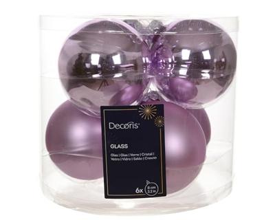 Kerstballen Glas Ø8cm Fris Lila 6st Kerstballen Glas Ø8cm Fris Lila 6st