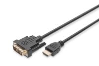 Digitus AK-330300-020-S HDMI-kabel HDMI / DVI Adapterkabel HDMI-A-stekker, DVI-D 18+1-polige stekker 2.00 m Zwart Schroefbaar - thumbnail