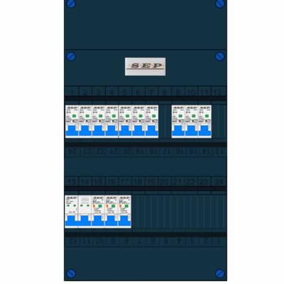 SEP 8 groepen 3F 3 aardlekschakelaars 30mA hoofdschakelaar 4 polig 3910243080