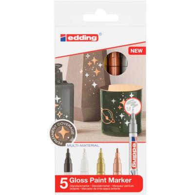 Edding Glanzlackmarker 4-751-5-999 Lakmarker Zwart, Wit, Goud, Zilver, Koper 2 mm, 4 mm