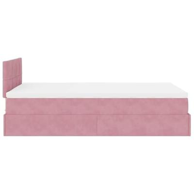 Ottoman bed met matras 120x200cm fluweel roze