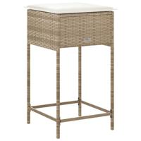 Tuinbarkrukken 2 st met kussens poly rattan beige - thumbnail