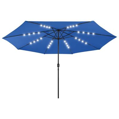 Parasol met LED-verlichting 400 cm azuurblauw