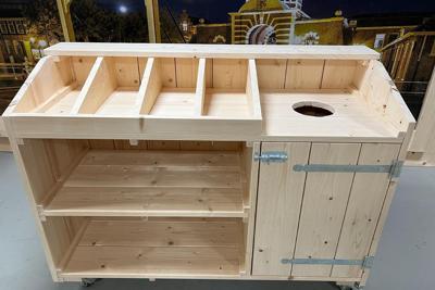 Steigerhouten Bestekwagen & Afruimkast - Verrijdbaar Horeca Meubel