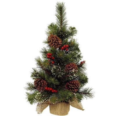 Miniboom bes d40h60 cm groen/wit Kunstkerstboom kerst Everlands - Everlands