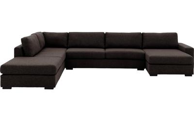 Goossens Bank Lucca donkerbruin, stof, 3-zits, stijlvol landelijk met ligelement links Goossens Bank Lucca donkerbruin, stof, 3-zits, stijlvol landelijk met ligelement links