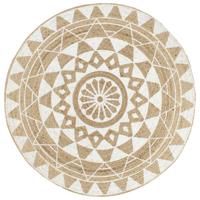 VidaXL Vloerkleed handgemaakt met witte print 90 cm jute - thumbnail