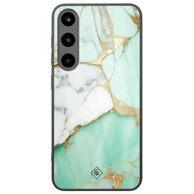 Samsung Galaxy S25 glazen hardcase - Marmer mint goud
