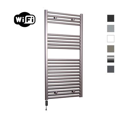 Elektrische Radiator Sanicare HWV Met Wifi 111,8x45 cm Inox Look 596W Met Thermostaat Zwart Linksonder