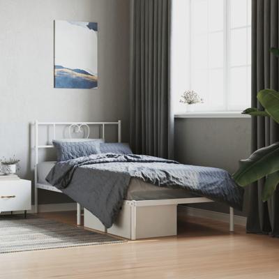 Bedframe met hoofdbord metaal wit 90x190 cm Bedframe met hoofdbord metaal wit 90x190 cm