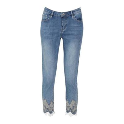 Cassis skinny jeans met borduursels light denim