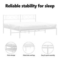 Bedframe met hoofdbord metaal wit 183x213 cm - thumbnail