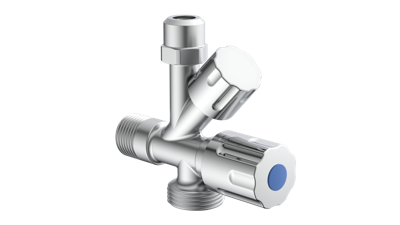 Kirchhoff Apparaataansluiting haakse-kraan, chroom, 3/8"ET x 3/4"ET x 3/8"ET x 10 mmQ, met terugslagklep - 986290148