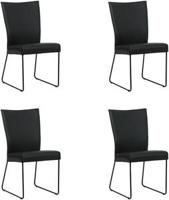 Set van 4 Zwarte leren industriële eetkamerstoelen Mate - Hermes Leer Nero (zwart leer) - thumbnail