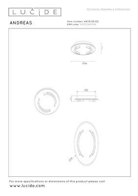 Lucide ANDREAS - Plafonnière - Ø 39,6 cm - LED - 1x30W 2700K - Mat Goud / Messing