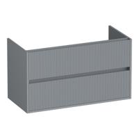 Brauer Adore Wavy - Onderkast - 100 cm - met 2 Softclose Lades Greeploos en 1 Sifon Uitsparing - Mat Grijs - thumbnail