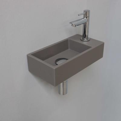 INK - Fonteinpack Quartz Rechts incl. Fonteinkraan - Design Sifon - Design Plug en Montageset - 360x180x90 Mm - Quartz Beton/chroom