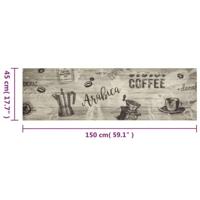 Keukenmat wasbaar koffieprint 45x150 cm fluweel grijs - thumbnail
