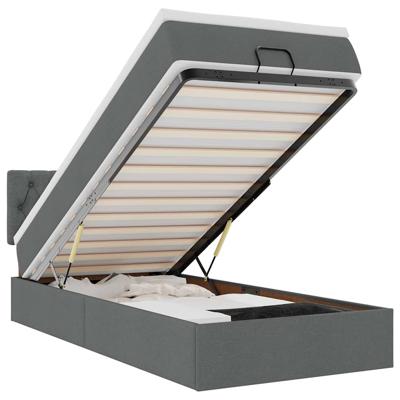Ottoman bed met matras en LED's 160x200cm stof donkergrijs - thumbnail