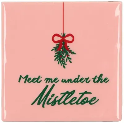 Daan Kromhout Design tegeltje keramiek mistletoe 10x10cm roze