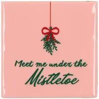 Daan Kromhout Design tegeltje keramiek mistletoe 10x10cm roze - thumbnail