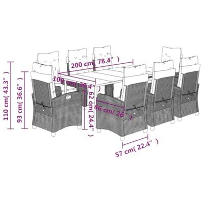 9-delige Tuinset poly rattan zwart