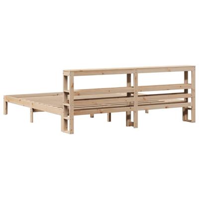 Bedframe met hoofdbord massief grenenhout 200x200 cm - thumbnail
