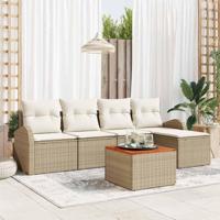 Tuinbankenset met opslag 6 pcs Beige en Crème poly rattan - thumbnail