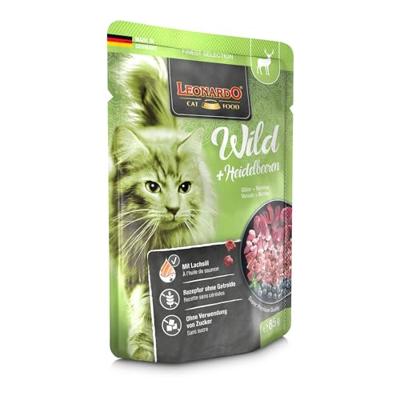 Leonardo zak [16 x 85 g hert + bosbessen] natvoer zonder granen voor katten | compleet voer in praktische afzonderlijke porties