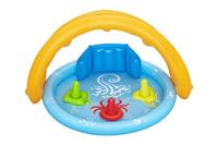 Bestway Opblaasbaar Kinderzwembad Leren met Afneembaar Dak 115x89x76 cm +6 Maanden Tuin 52568 - thumbnail