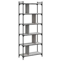 Boekenkast 6-laags 76x32x192 cm bewerkt hout grijs sonoma - thumbnail