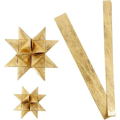 Papieren vlechtstroken, L: 44+78 cm, d 6,5+11,5 cm, B: 15+25 mm, goud, 32 stroken/ 1 doos